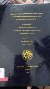 Image of SISTEM INFORMASI INVENTARISASI SURAT IZIN DI BADAN PENANAMAN MODAL DAN PELAYANAN TERPADU  SATU PINNTU (BPMPTSP)