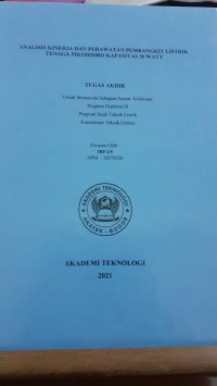 Image of ANALISIS KINERJA DAN PERAWATAN PEMBANGKIT LISTRIK TENAAG PIKOHIDRO KAPASITAS 30 WATT